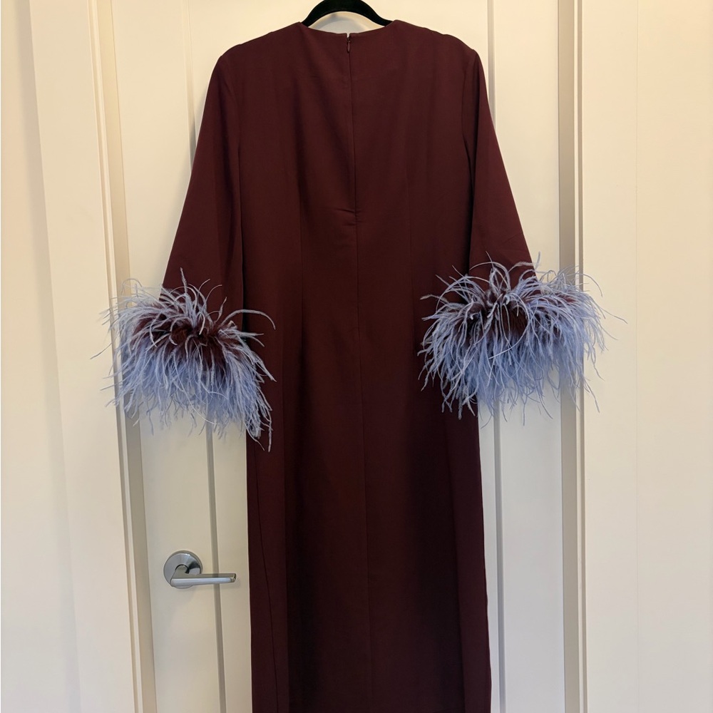 Tuckernuck Burgundy Dress with Blue Feather Accents - Picture 4 of 4